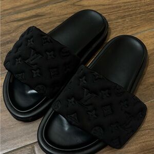 Black LV Pillow Slide Sandals